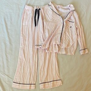 Victoria's Secret Pink and White Striped Pajama Set